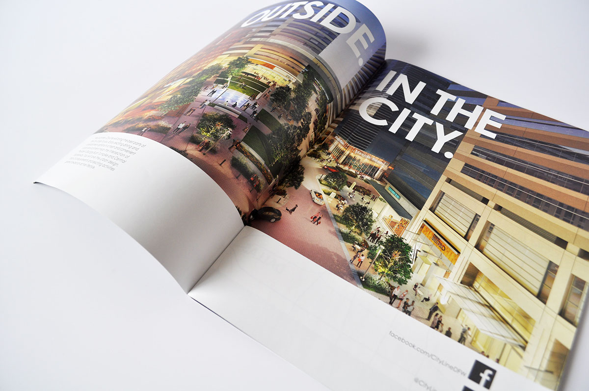 CityLine Tour Book: A spread featuring architectural vis and a brief write-up on the project.
