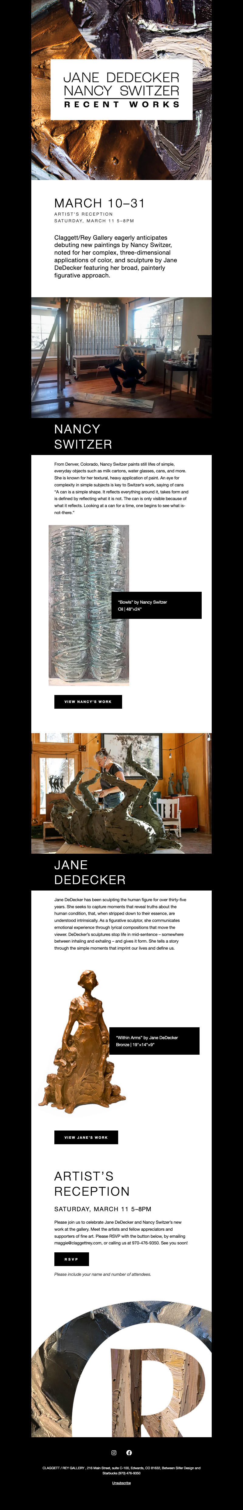 Promotional email for the exhibition