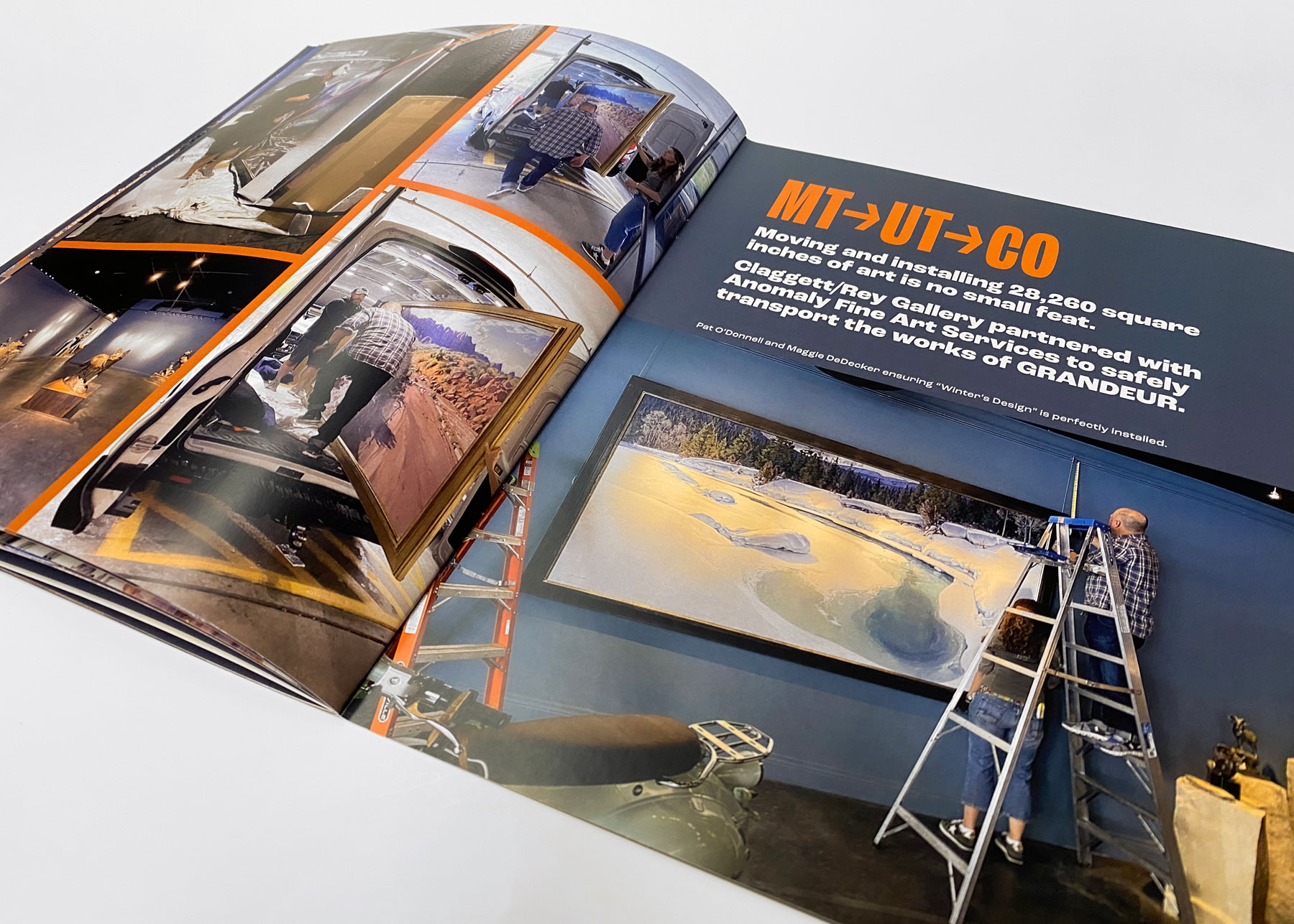 A spread about the process of moving the larger-than-life paintings.